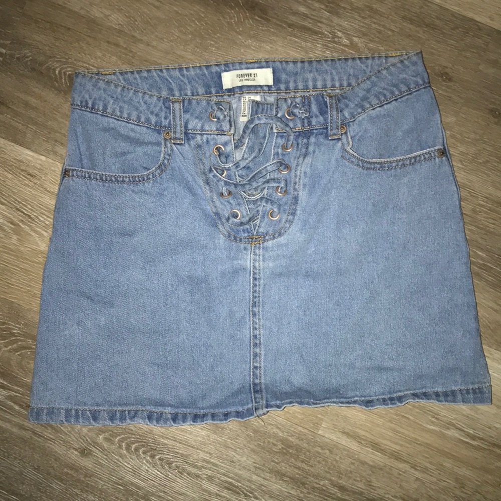 Forever 21 lace up denim skirt